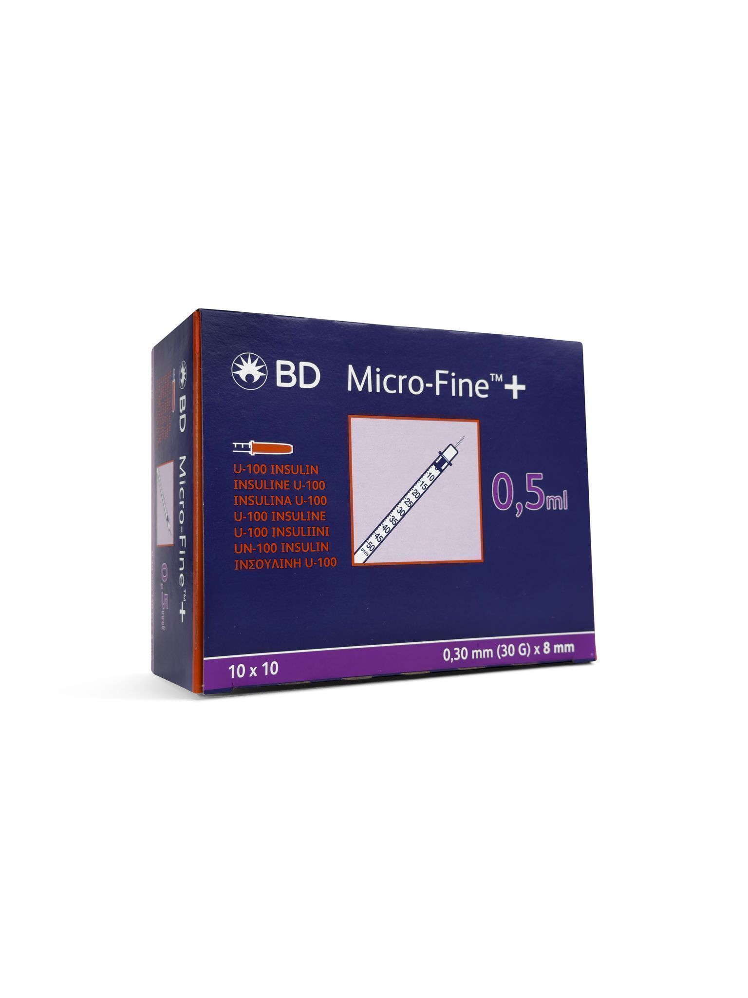 (x100) 0.5ml BD Micro-Fine Plus U100 30g 8mm